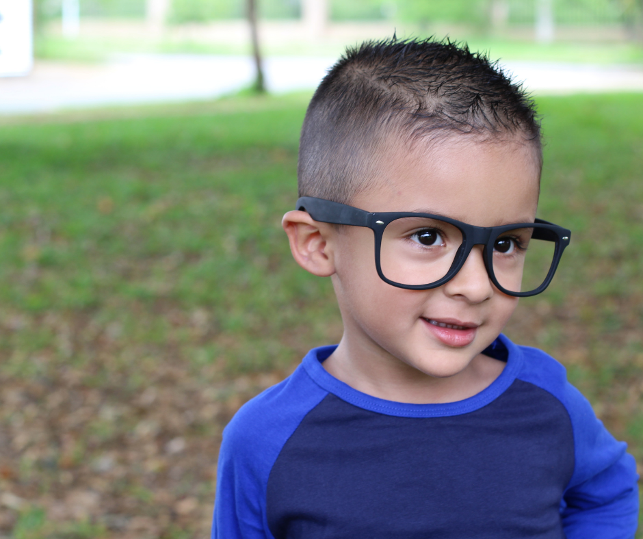 child wearing glasses